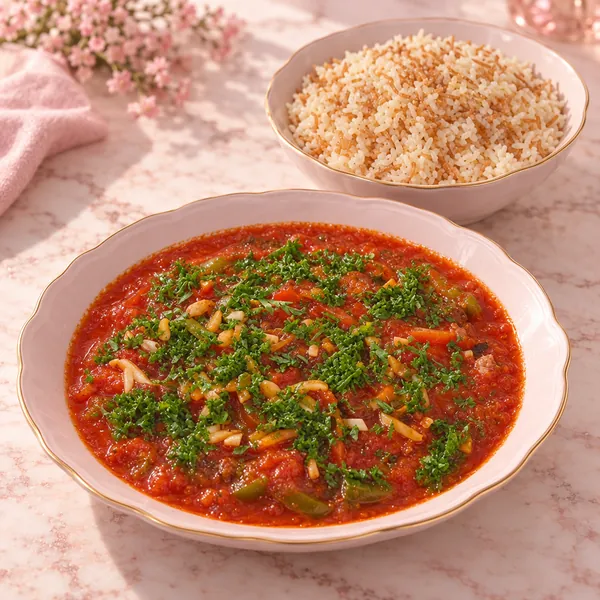 وجبة كواج بندورة مع لحم ونص كيلو رز لشخصين